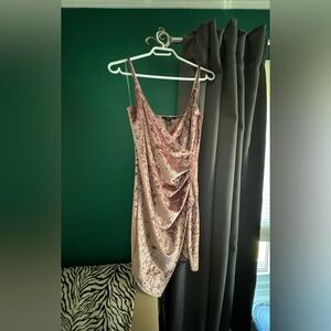 Dusty Rose Crushed Velvet, Ruched Bodycon Dress